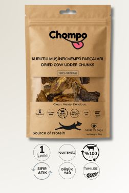 CHOMPO KURUTULMUŞ İNEK MEMESİ PARÇALARI KÖPEK ÖDÜLÜ 100 GR