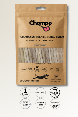 CHOMPO KURUTULMUŞ KOLAJEN BURGU ÇUBUKLARI KÖPEK ÖDÜLÜ 100 GR